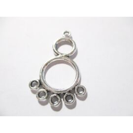 Két kör összekötő, medálalap, fülbevalóalap, antik ezüst színű, 29x18 mm