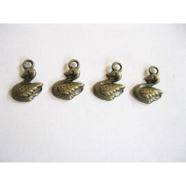 Madár, kacsa, hattyú fityegő, medál, antik bronz színű, 14x10 mm