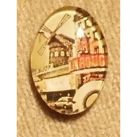 Moulin Rouge mintás üveglencse, kaboson, 25x18 mm