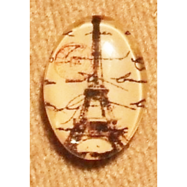 Eiffel-torony mintás üveglencse, kaboson, 25x18 mm