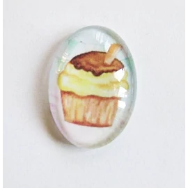 Muffin, süti mintás üveglencse, kaboson, 25x18 mm