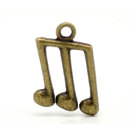 Hangjegy, kotta fityegő, medál, antik bronz színű, 20x14 mm