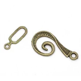 Kapocs, antik bronz színű, 26x13mm+16x5 mm