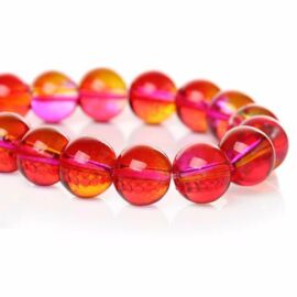 Piros, narancs, rózsaszín kerek üveg gyöngy, 10 mm
