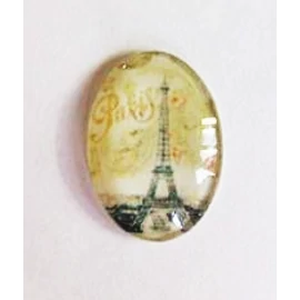 Párizs, Eiffel-torony mintás üveglencse, kaboson, 25x18 mm