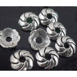 Csavart gyöngykupak, antik ezüst színű, 9 mm