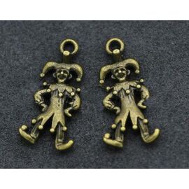 Bohóc fityegő, medál, antik bronz színű, 24x12 mm