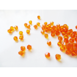 Narancssárga csiszolt bicone üveg gyöngy, 3 mm