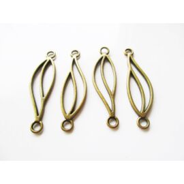 Levél összekötő, medálalap, fülbevalóalap, antik bronz színű, 35x9 mm