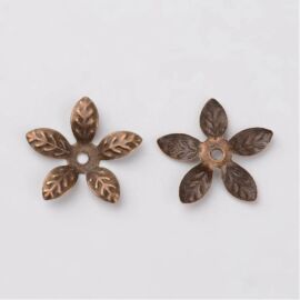 Virág gyöngykupak, antik bronz színű, 15 mm