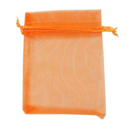 Narancssárga organza tasak, ajándék zacskó, 9x7 cm