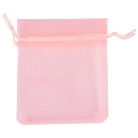 Rózsaszín organza tasak, ajándék zacskó, 15x10 cm