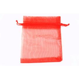 Piros organza tasak, ajándék zacskó, 9x7 cm