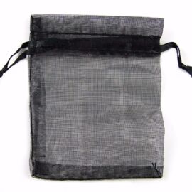 Fekete organza ajándék tasak, zacskó,  12x10 mm