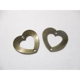 Szív fityegő, medál, összekötő, antik bronz színű, 16x15 mm
