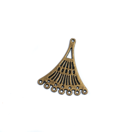 Legyező összekötő, fülbevalóalap, medálalap, antik bronz színű, 33x29 mm