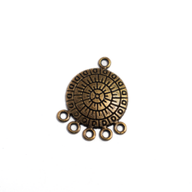 Kerek összekötő, fülbevalóalap, medálalap, antik bronz színű, 27x22 mm
