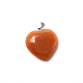 Narancssárga aventurin szív ásvány medál, 25x25x5 mm
