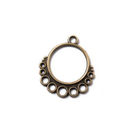 Kis kerek összekötő, fülbevalóalap, medál, antik bronz színű, 28x25 mm