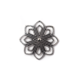 Virág összekötő, medál, antik ezüst színű, 36 mm