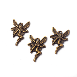 Angyal, tündér fityegő, medál, antik bronz színű, 21x13 mm