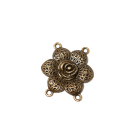 Virág összekötő, karkötőalap, medálalap, antik bronz színű, 35x32 mm
