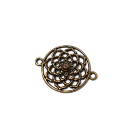 Mandala összekötő, karkötőalap, fülbevalóalap, antik bronz színű, 28x21 mm