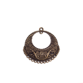 Mintás összekötő, fülbevalóalap, medálalap, antik bronz színű, 45x45 mm