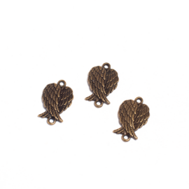 Angyalszárny összekötő, medálalap, fülbevalóalap, antik bronz színű, 19x11 mm