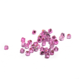 Metál rózsaszín csiszolt bicone üveg gyöngy, 4 mm
