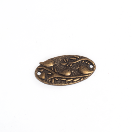Madár medál, medálalap, összekötő, antik bronz színű, 37x20 mm