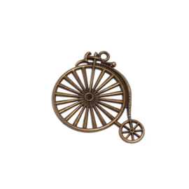 Nagy velocipéd, bringa, bicikli medál, antik bronz színű, 51x45 mm