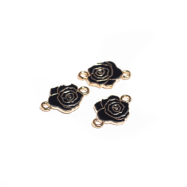 Fekete rózsa összekötő, fülbevalóalap, medálalap, arany színű, 21x14 mm