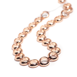Hematit gyöngykeret, gyöngy, rose gold színű, 12x4 mm