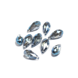 Kék kristály csiszolt csepp üveg gyöngy, 16x8 mm