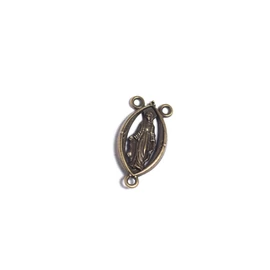 Rózsafüzér összekötő, antik bronz színű, 25x13 mm