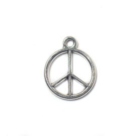 Béke, peace jel fityegő, medál, antik ezüst színű, 14x12 mm