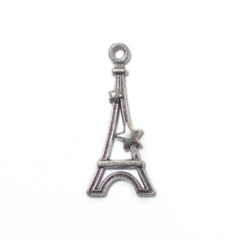 Eiffel-torony fityegő, medál, antik ezüst színű, 28x13 mm