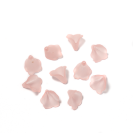 Akril virág gyöngy, tölcséres, rózsaszín, 11x10 mm, 10 db/cs