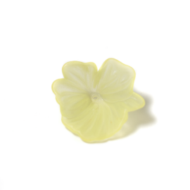Nagy akril virág gyöngy, matt sárga, 30x33x10,5 mm