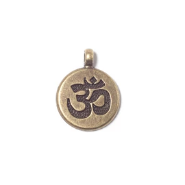 Om, aum mantra fityegő, medál, antik bronz színű, 18x15 mm