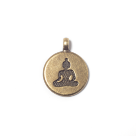 Jóga, mantra fityegő, medál, antik bronz színű, 18x15 mm
