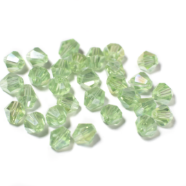Zöld AB csiszolt bicone üveg gyöngy, 6 mm