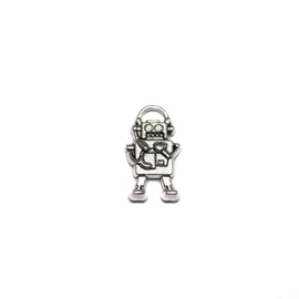 Robot fityegő, medál, antik ezüst színű, 17x10 mm