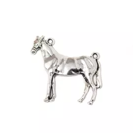Ló medál, antik ezüst színű, 45x41 mm