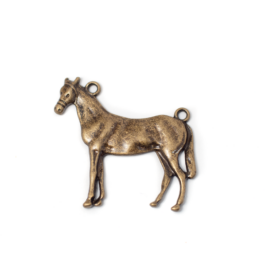 Ló medál, antik bronz színű, 45x41 mm