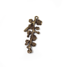 Virág, ág medál, antik bronz színű, 41x16 mm