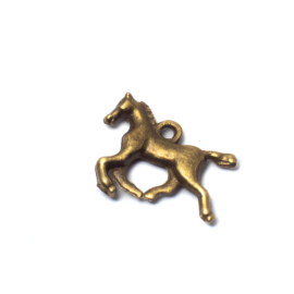 Ló, paci fityegő, medál, antik bronz színű, 18x15 mm