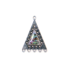 Háromszög összekötő, fülbevalóalap, antik ezüst színű, 36x25 mm