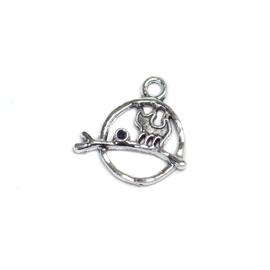 Cica, macska fityegő, medál, antik ezüst színű, 19x19 mm
